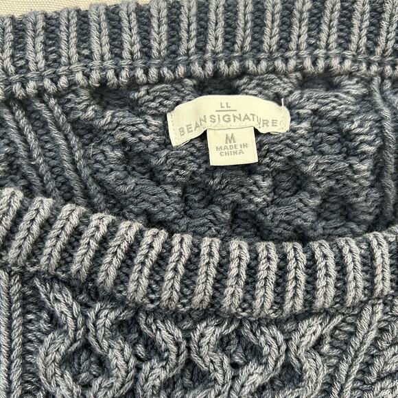 LL Bean Women's Signature Cotton Fisherman Tunic Sweater Large Washed Blue M - Picture 2 of 7